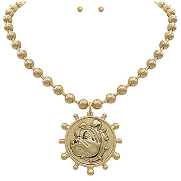 Bulldog Coin Necklace Set - Picture 1 of 2